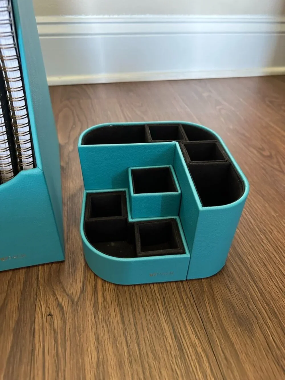 VPACK Magnet Desk Organizer - Pencil Cup Pen Holder Peacock Blue Storage Boxes